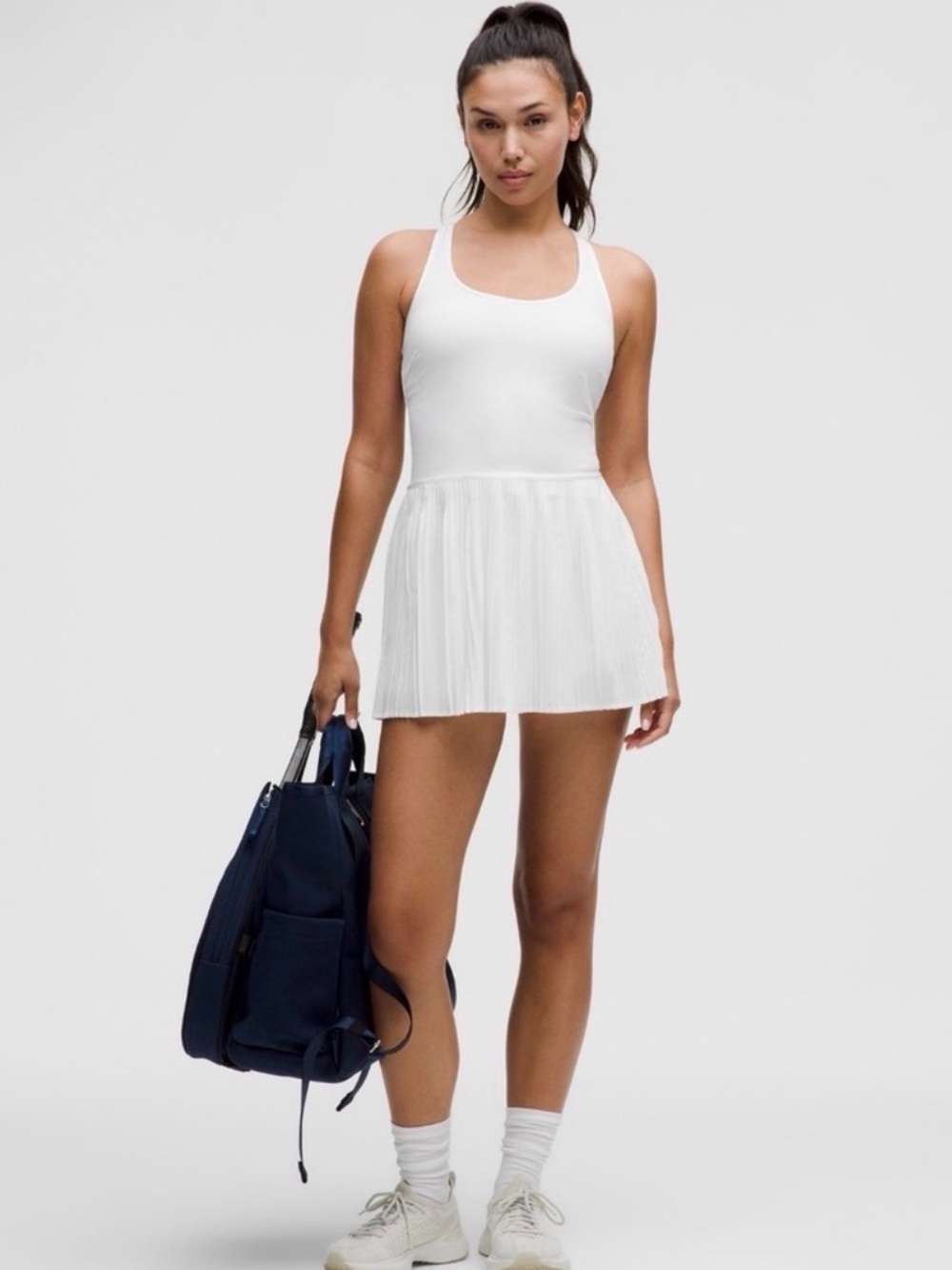 Lululemon scoop neck pleated tennis dress white